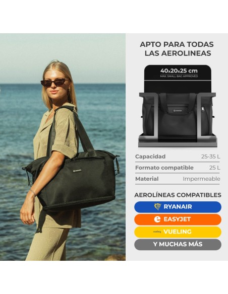 Bolsa de avion negra 25 - 35 l