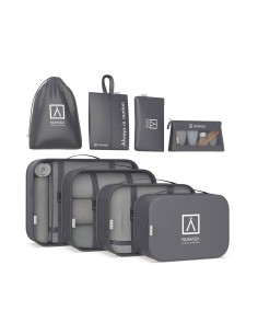 Organizador de maleta gris oscuro. 8 piezas