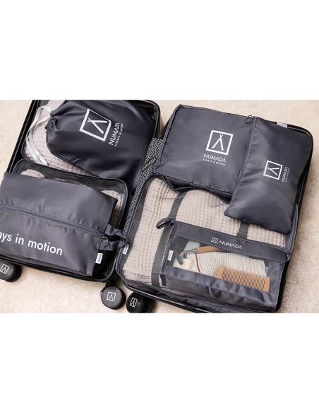 Organizador de maleta gris oscuro. 8 piezas