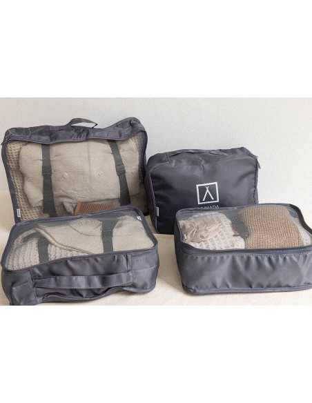 Organizador de maleta gris oscuro. 8 piezas