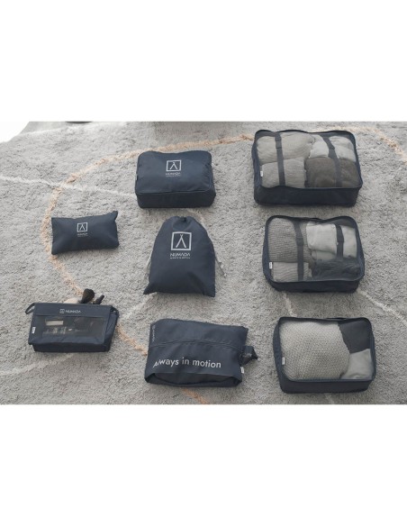 Organizador de maleta gris oscuro. 8 piezas