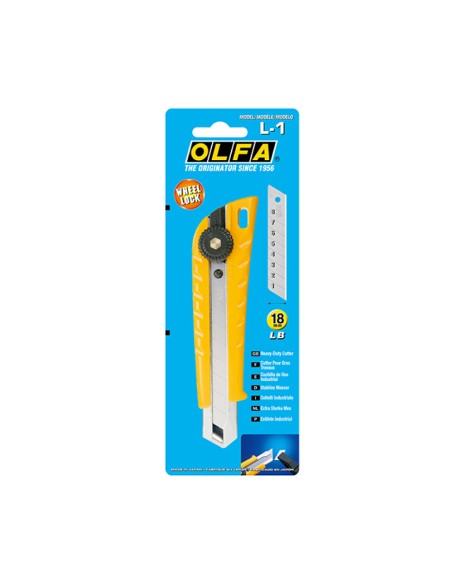 Cúter l-1 con bloqueo manual y cuchilla de 18 mm
