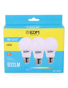 Kit 3 bombillas standard led e27 10 w 932 lm 6400 k luz fria ø6 x 10,8 cm 2