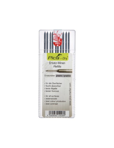 Estuche con 10 minas dry (grafito 2b)