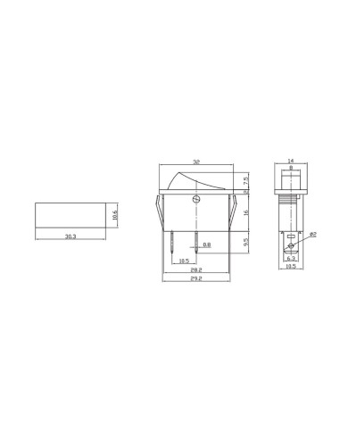 Interruptor on-off-on estrecho 15a 250v negro