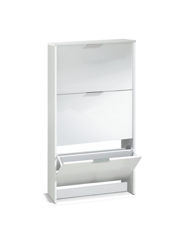 Zapatero 3 puertas abatibles blanco brillo