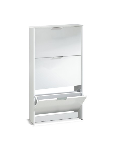 Zapatero 3 puertas abatibles blanco brillo