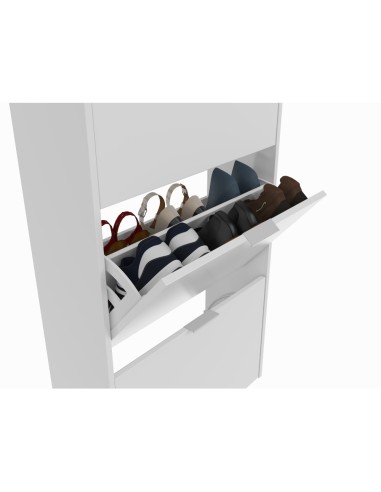 Zapatero 3 puertas abatibles blanco brillo