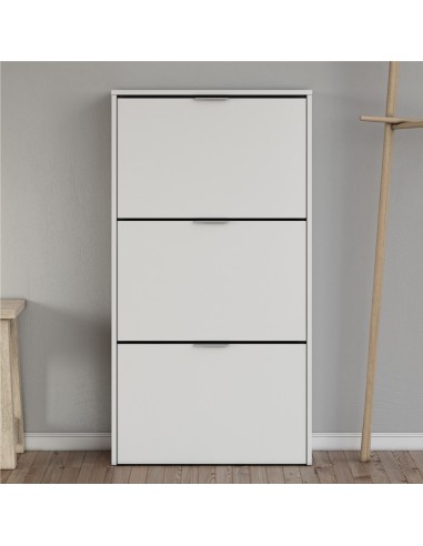 Zapatero 3 puertas abatibles blanco brillo