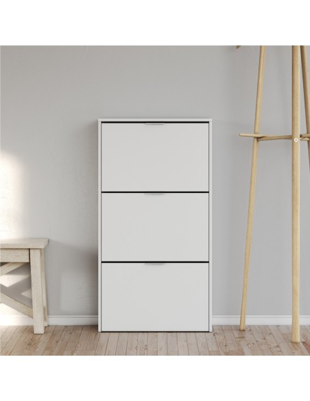 Zapatero 3 puertas abatibles blanco brillo