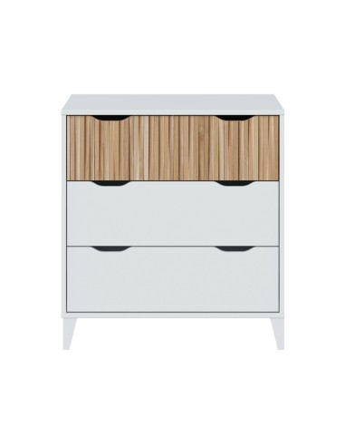 Comoda de 3 cajones, color blanco + natural