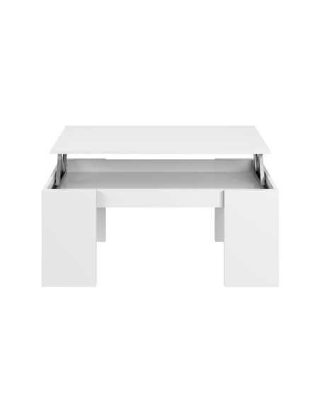 Mesa centro elevable, blanco brillo