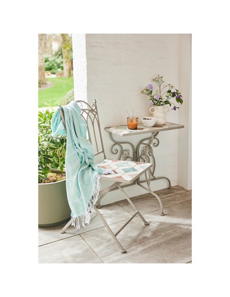 Silla metálica/mosaico bistró mosaico para exterior 38 x 50 x 89 cm