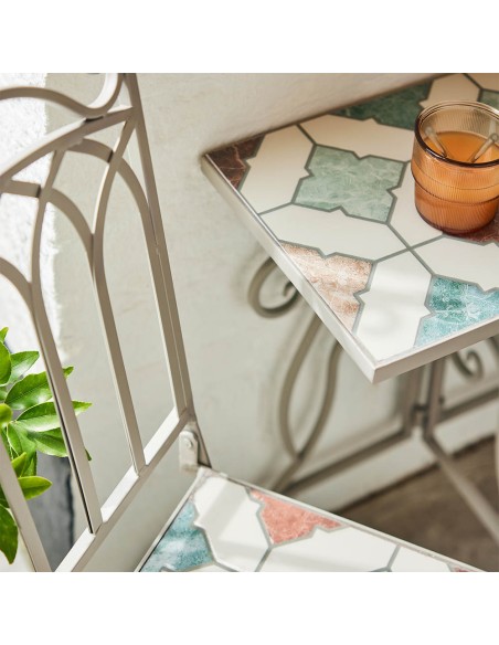 Silla metálica/mosaico bistró mosaico para exterior 38 x 50 x 89 cm