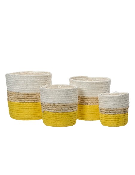 Cubre macetero tricolor de cuerda de papel 4 piezas