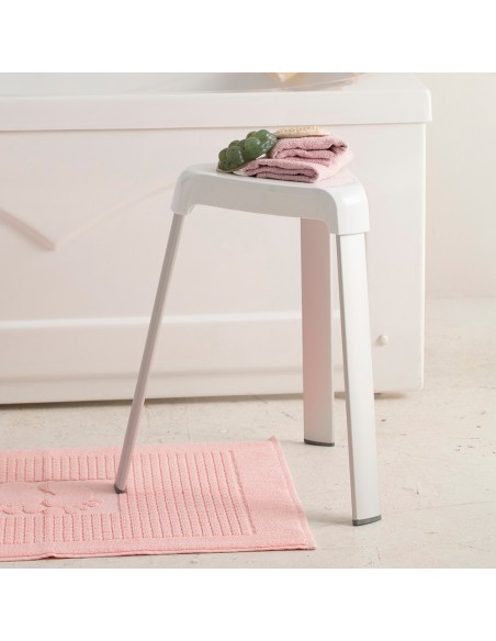 Taburete de baño, blanco, 25 x 29 x 45 cm