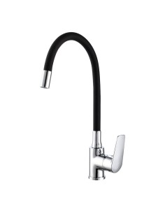 Grifo monomando de cocina caño alto flexible negro serie baiona