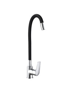 Grifo monomando de cocina caño alto flexible negro serie baiona 2