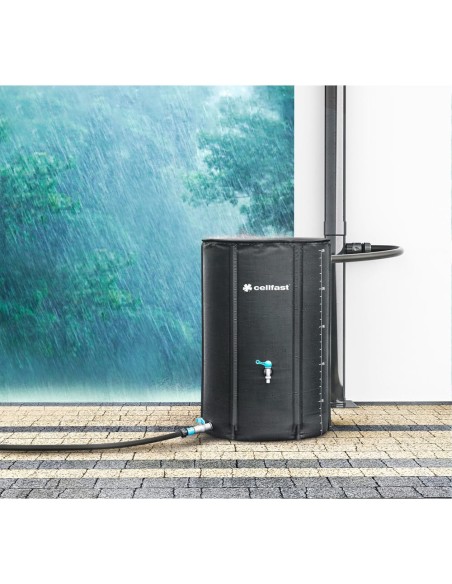 Depósito recolector para agua de lluvia plegable, capacidad de 250 l. ø 60 x 90 cm