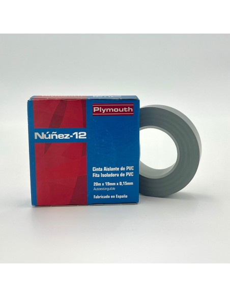 Cinta aislante pvc alta adhesión gris 20 m x 19 mm x 0,15 mm