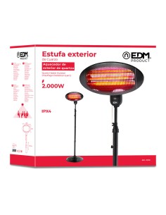 Estufa de cuarzo de exterior con pie - 2000w - edm 2