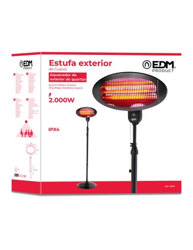Estufa de cuarzo de exterior con pie - 2000w - edm