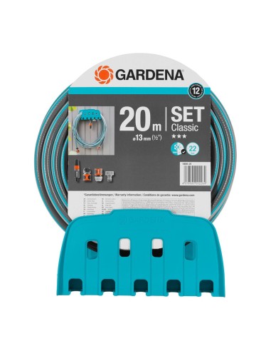 Kit manguera de jardin classic 20 m (1/2" 13 mm) + colgador mural