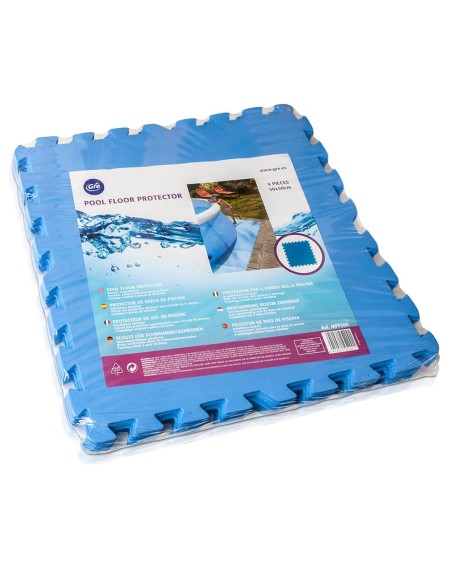 Protector de suelo de piscina, azul. 50 x 50 cm. 9 unidades