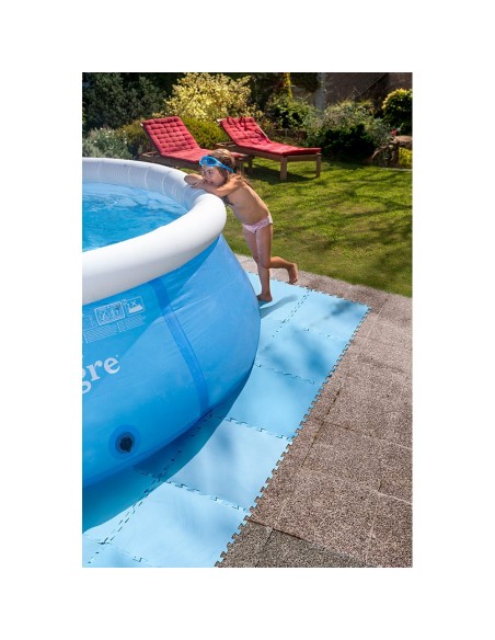 Protector de suelo de piscina, azul. 50 x 50 cm. 9 unidades