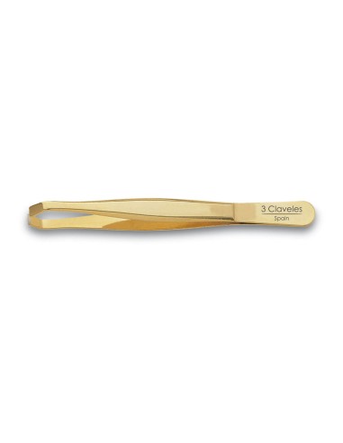 Pinza de depilar cangrejo dorada 9 cm