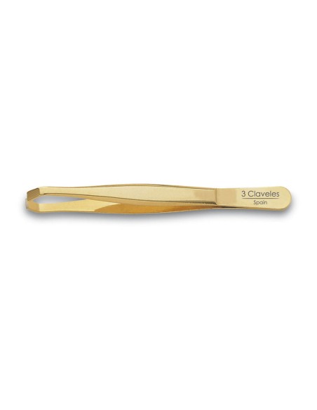 Pinza de depilar cangrejo dorada 9 cm
