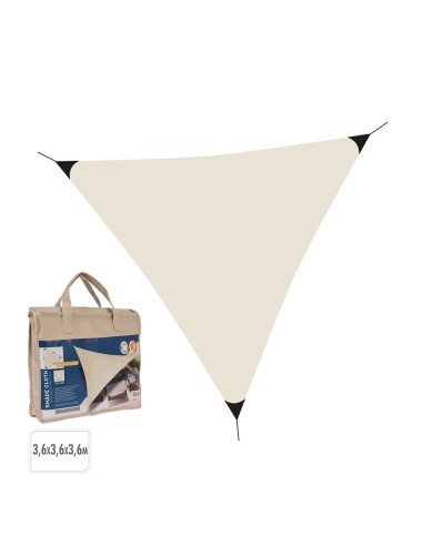 Toldo vela triangulo color crema 3,6 x 3,6 x 3,6 m