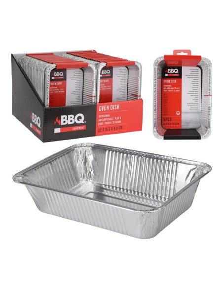 Bandeja de aluminio, juego 4 unidades, 22 x 15,5 x 4,5 cm