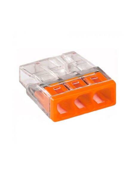 Conector rápido 3 vias, ø máximo 2,5 mm², transparente / naranja