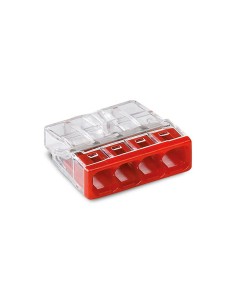 Conector rápido 4 vias, ø maximo 2,5 mm², transparente / roja