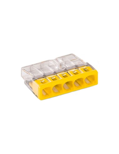 Conector rápido 5 vias, ø máximo 2,5 mm², transparente / amarilla