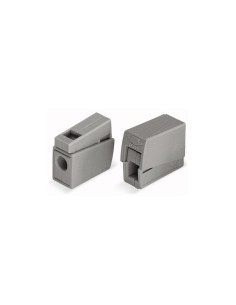 Conector rápido en linea presilla 2 vias, 1 rígido + 1 rígido, semirígido o flexible ø máximo 2,5 mm², gris