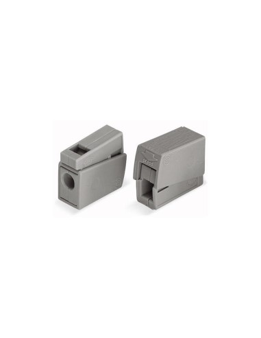 Conector rápido en linea presilla 2 vias, 1 rígido + 1 rígido, semirígido o flexible ø máximo 2,5 mm², gris