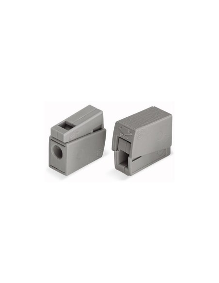 Conector rápido en linea presilla 2 vias, 1 rígido + 1 rígido, semirígido o flexible ø máximo 2,5 mm², gris