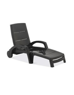 Tumbona plegable ocean color antracita con ruedas 100 x 74 x 42 cm