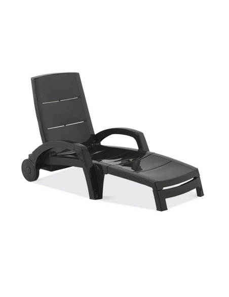 Tumbona plegable ocean color antracita con ruedas 100 x 74 x 42 cm