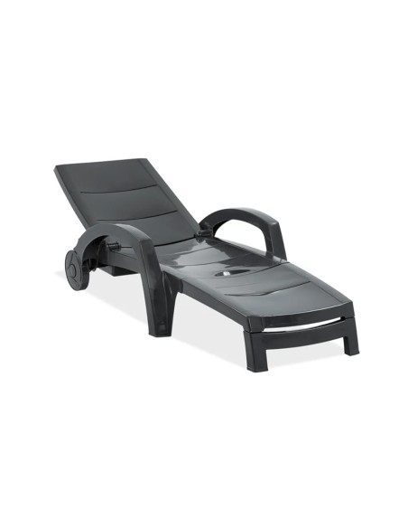 Tumbona plegable ocean color antracita con ruedas 100 x 74 x 42 cm