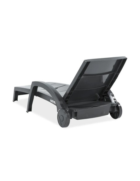 Tumbona plegable ocean color antracita con ruedas 100 x 74 x 42 cm