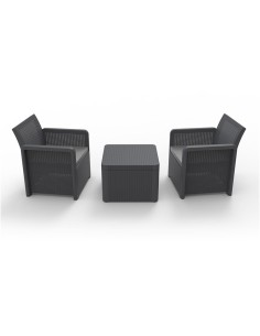 Conjunto jardin nassau grafito 3 piezas antracita + cojines