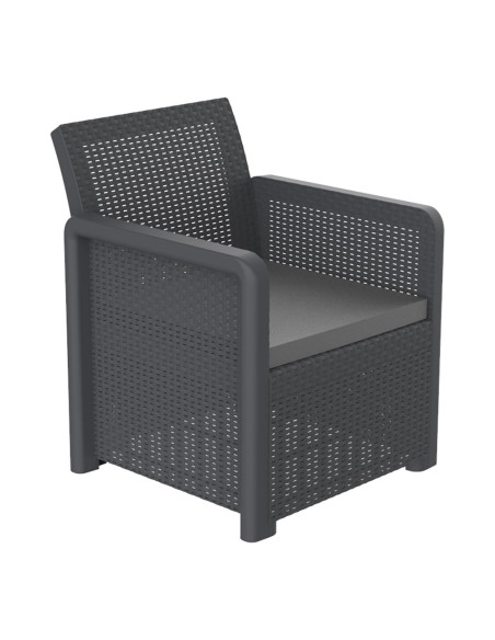 Conjunto jardin nassau grafito 3 piezas antracita + cojines