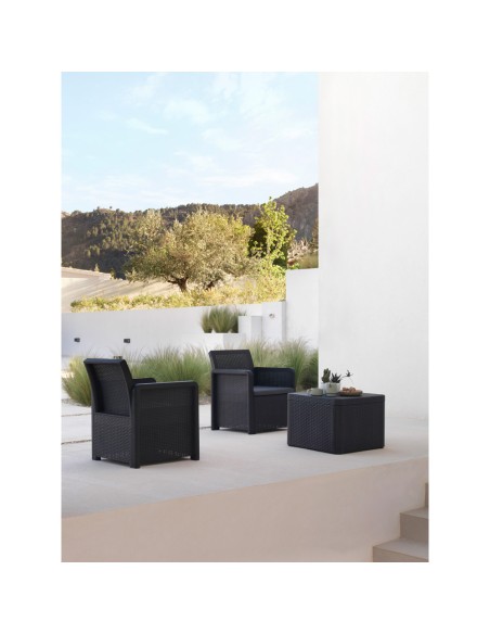 Conjunto jardin nassau grafito 3 piezas antracita + cojines