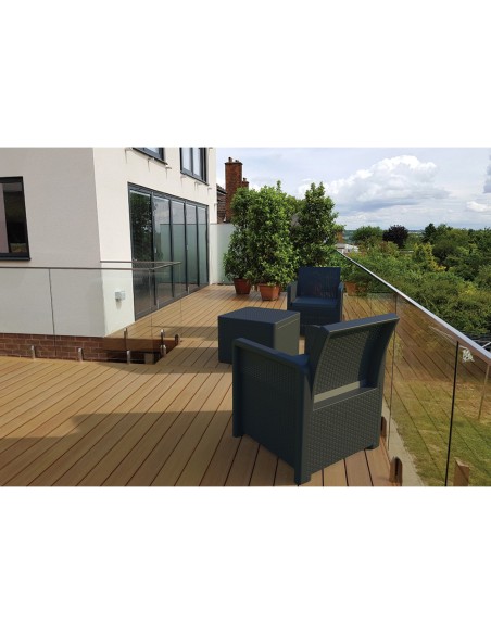 Conjunto jardin nassau grafito 3 piezas antracita + cojines