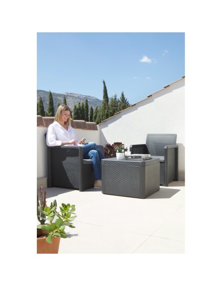 Conjunto jardin nassau grafito 3 piezas antracita + cojines