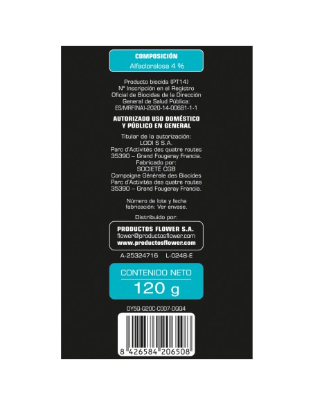 Raticida alfacloralosa 120 g