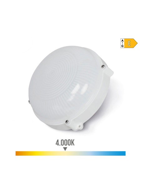 Aplique led circular blanco 12 w 4000k luz día ip65 ø19,2 x 7,2 cm